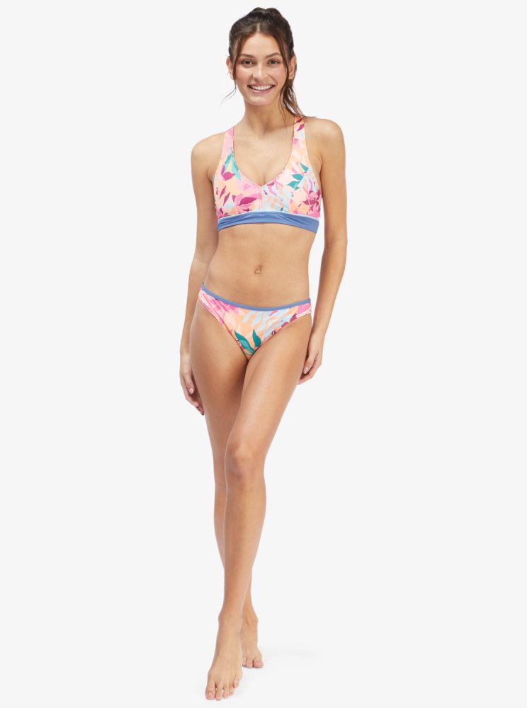 Bas De Bikini Roxy Active Regular Coverage Blanche Orange Rose Femme | HXJ-06240805