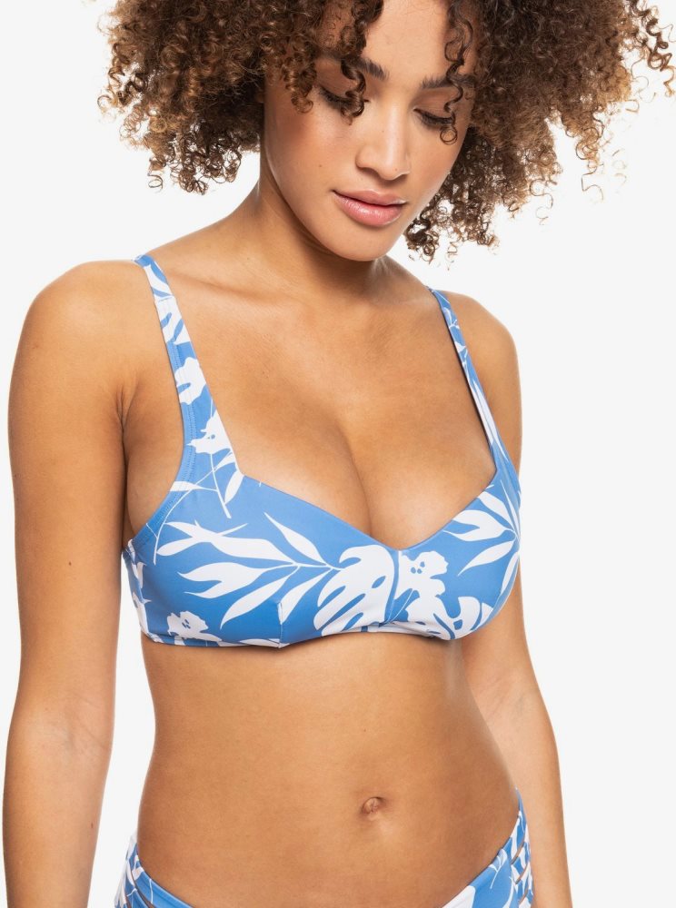 Hauts De Bikini Roxy Love The Sun Ray D-Cup Bra Blanche Bleu Femme | DBT-28304391