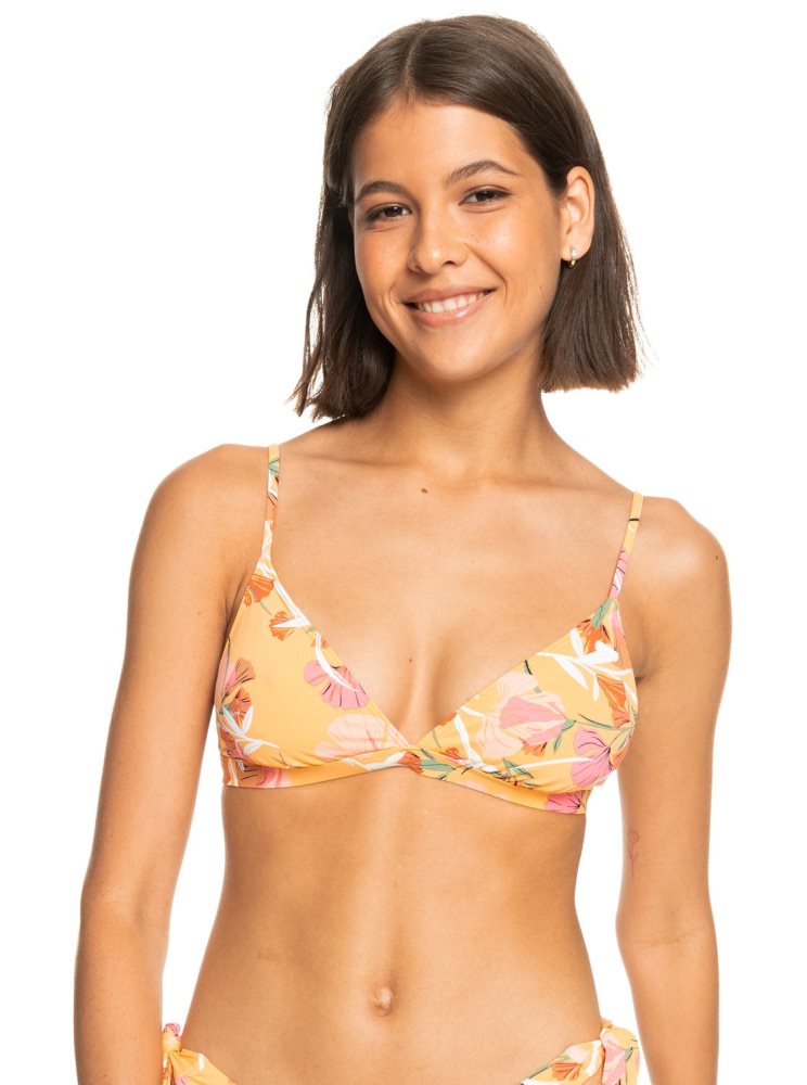 Hauts De Bikini Roxy Printed Beach Classics Fixed Triangle Jaune Fleur Femme | BDN-87772596