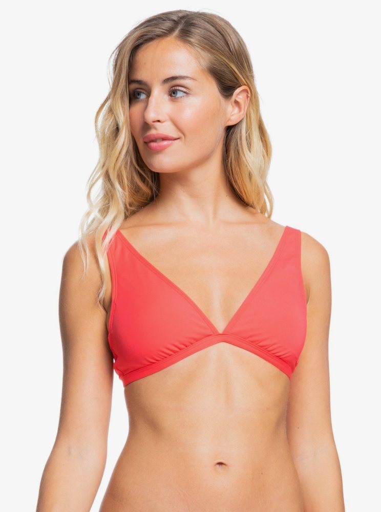 Hauts De Bikini Roxy Solid Beach Classics Elongated Triangle Rouge Femme | OET-76226986