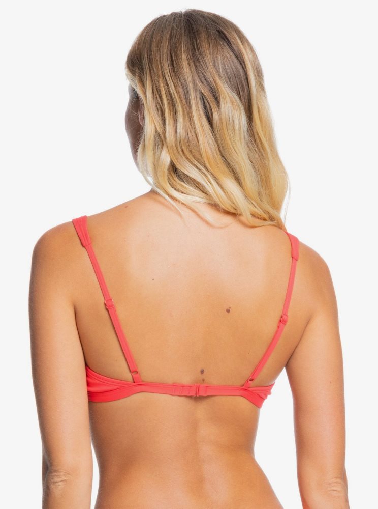 Hauts De Bikini Roxy Solid Beach Classics Elongated Triangle Rouge Femme | OET-76226986