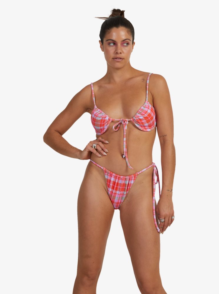 Bas De Bikini Roxy Tartan Times Tie-Side Orange Femme | RMH-22804512