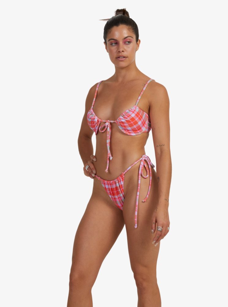 Bas De Bikini Roxy Tartan Times Tie-Side Orange Femme | RMH-22804512