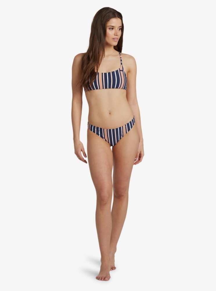 Bas De Bikini Roxy Printed Beach Classics Moderate Indigo Stripes Femme | XZF-01836664