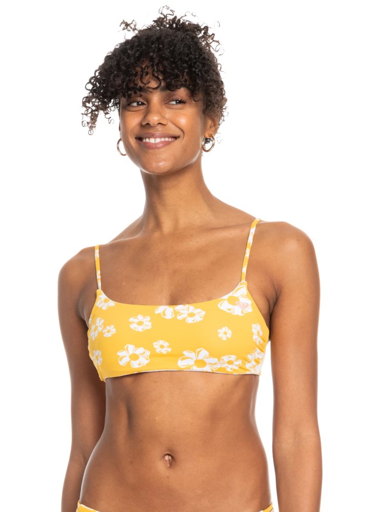 Hauts De Bikini Roxy Flower Lover Reversible Bralette Jaune Fleur Femme | ZMY-67628903