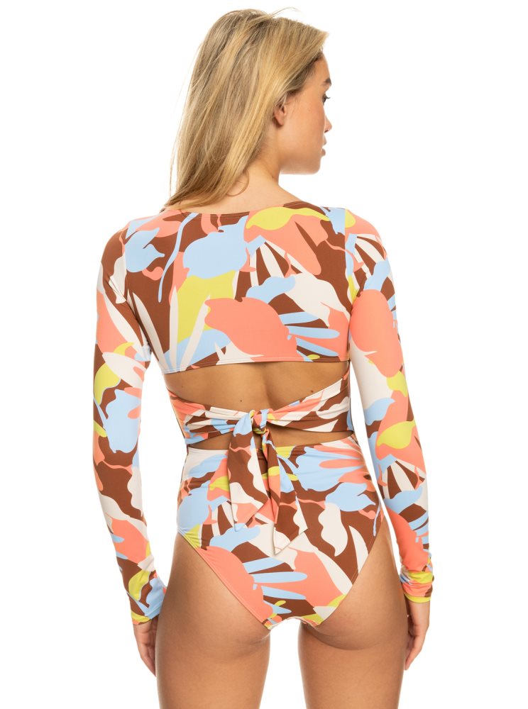 Rashguards Roxy Floraldelic Printed Long Sleeve UPF 50 Marron Femme | TSW-72767266