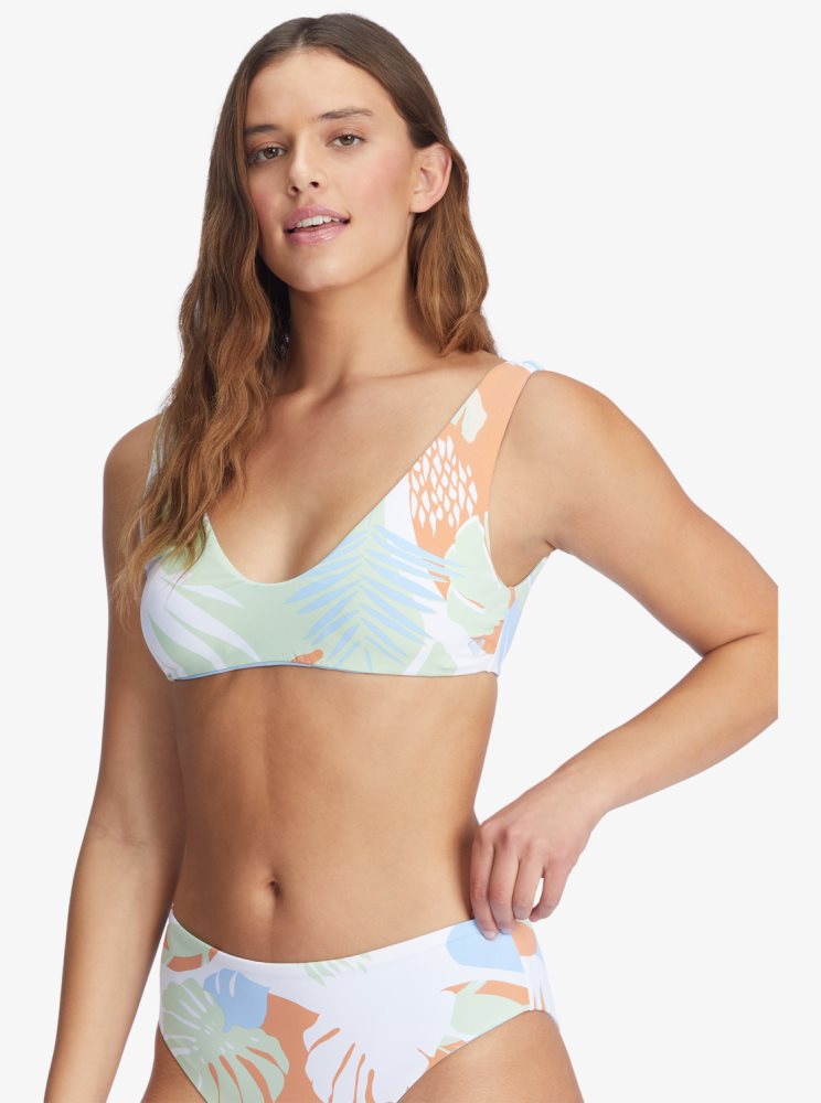 Hauts De Bikini Roxy Wildflowers Reversible Bralette Blanche Femme | PAQ-82813596