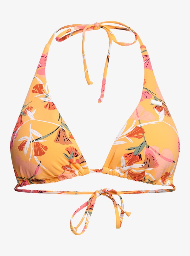 Hauts De Bikini Roxy Printed Beach Classics Elongated Triangle Jaune Fleur Femme | CRH-36614370