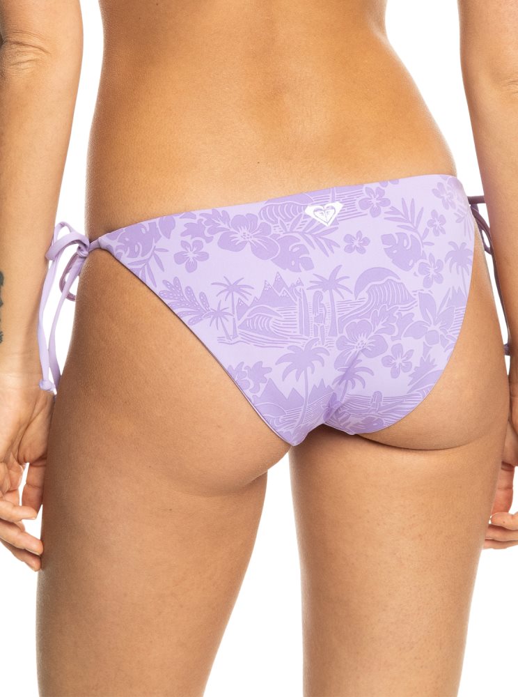 Bas De Bikini Roxy Surf.Kind.Kate. Tie Side Reversible Violette Rose Femme | XMW-00578056