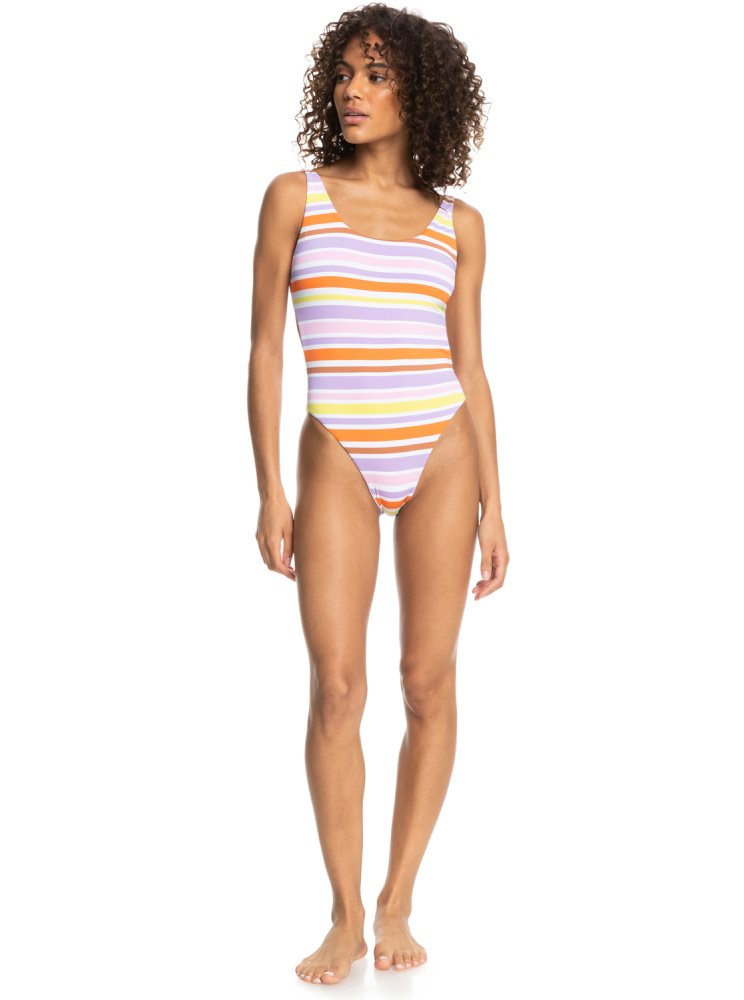 Maillots De Bain Roxy Surf.Kind.Kate. Reversible Blanche Stripes Femme | UGJ-54583755