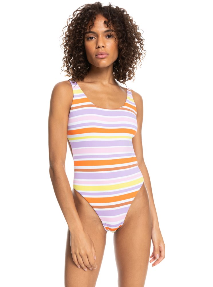 Maillots De Bain Roxy Surf.Kind.Kate. Reversible Blanche Stripes Femme | UGJ-54583755