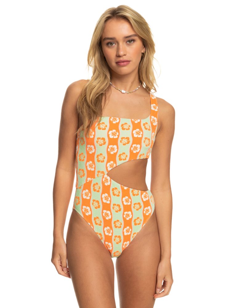 Maillots De Bain Roxy Wavy Babe Orange Stripes Femme | AJA-97056887