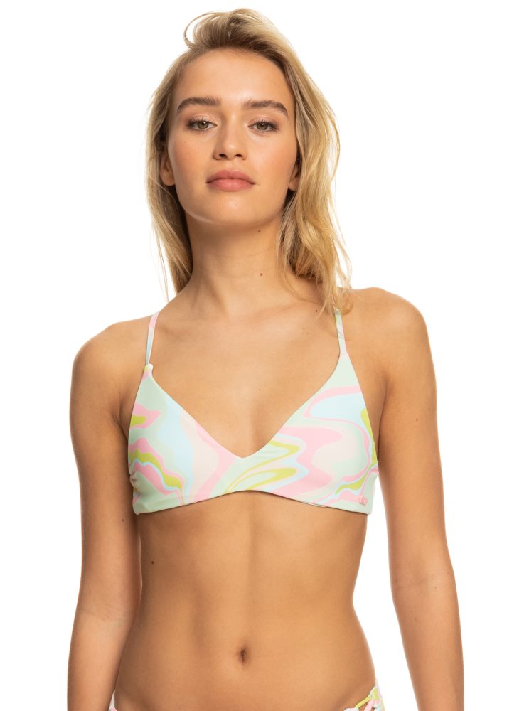 Hauts De Bikini Roxy Tropics Hype Reversible Athlétiques Triangle Blanche Multicolore Femme | QUL-61003503