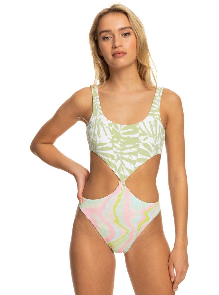 Maillots De Bain Roxy Tropics Hype Reversible Blanche Multicolore Femme | UWY-50664897