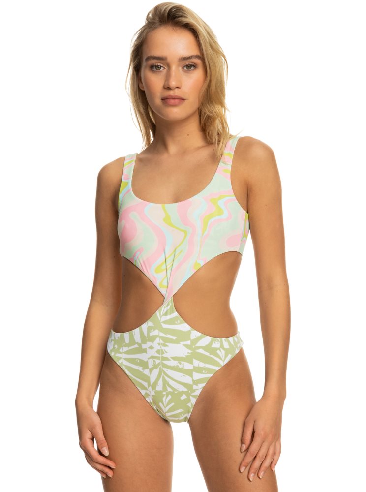 Maillots De Bain Roxy Tropics Hype Reversible Blanche Multicolore Femme | UWY-50664897