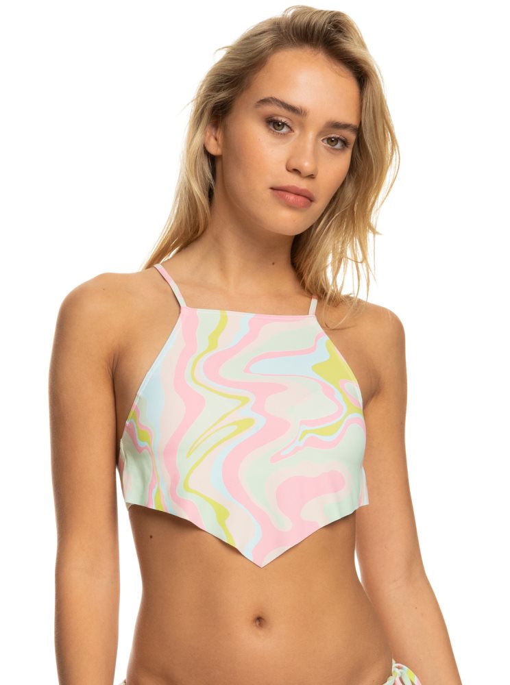 Hauts De Bikini Roxy Tropics Hype Crop Blanche Multicolore Femme | RXK-94109158