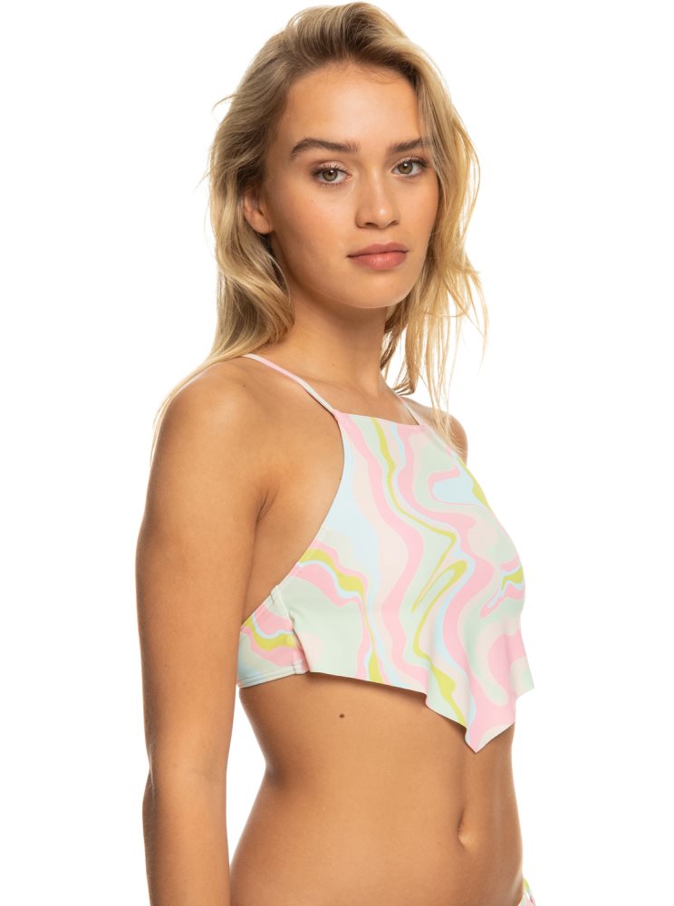 Hauts De Bikini Roxy Tropics Hype Crop Blanche Multicolore Femme | RXK-94109158