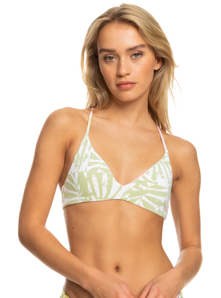 Hauts De Bikini Roxy Tropics Hype Reversible Athlétiques Triangle Blanche Multicolore Femme | QUL-61003503