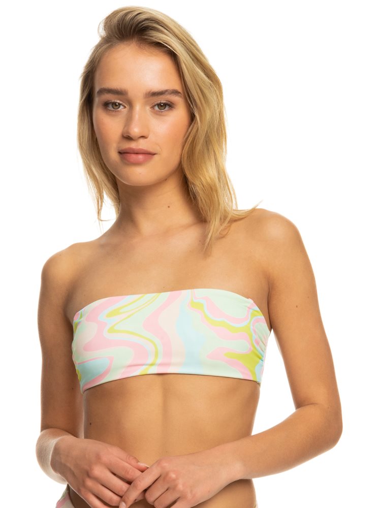 Hauts De Bikini Roxy Tropics Hype Reversible Bandeau Blanche Multicolore Femme | JUI-05328311