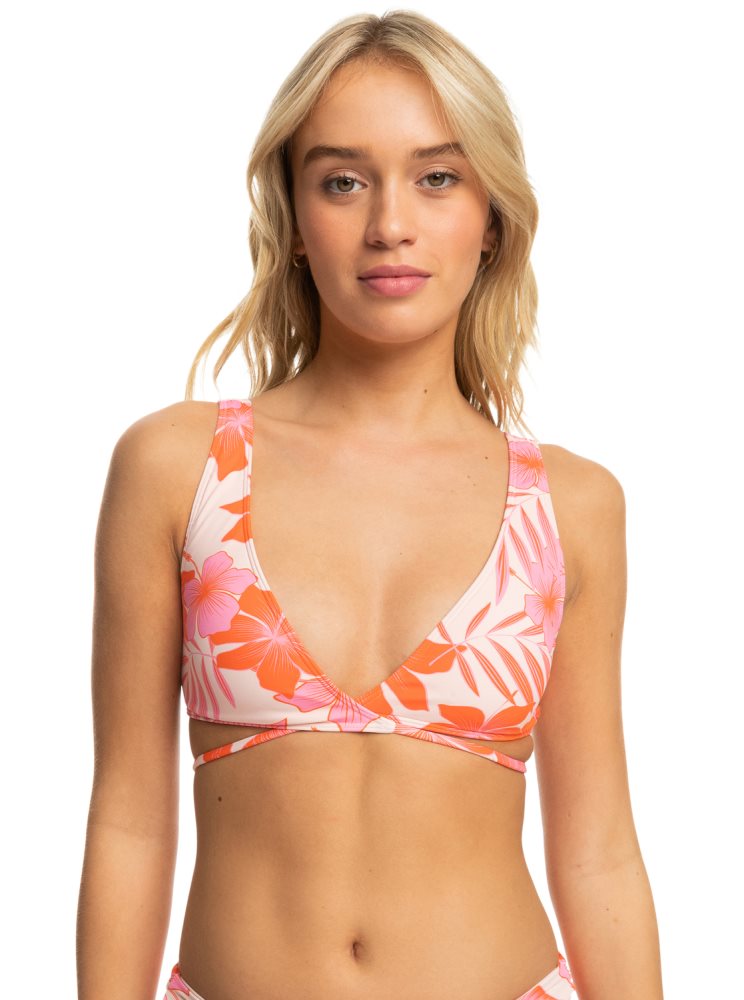 Hauts De Bikini Roxy Printed Beach Classics Elongated Blanche Orange Rose Femme | ECY-78132205