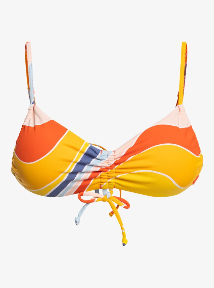 Hauts De Bikini Roxy Palm Cruz Bralette Jaune Bleu Femme | RMB-58433039