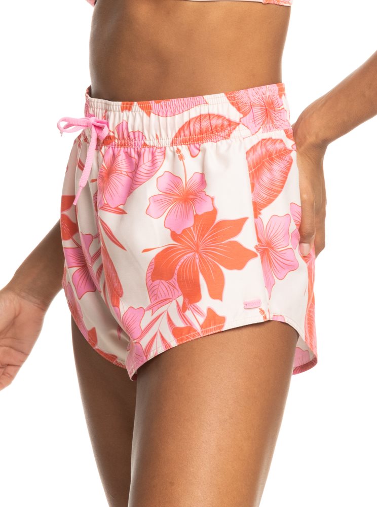 Shorts De Bain Roxy New Mode Blanche Orange Rose Femme | DCG-68726247