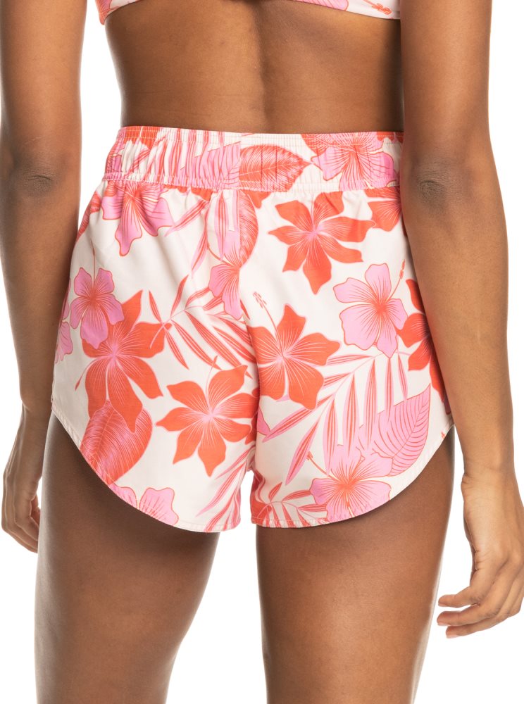 Shorts De Bain Roxy New Mode Blanche Orange Rose Femme | DCG-68726247