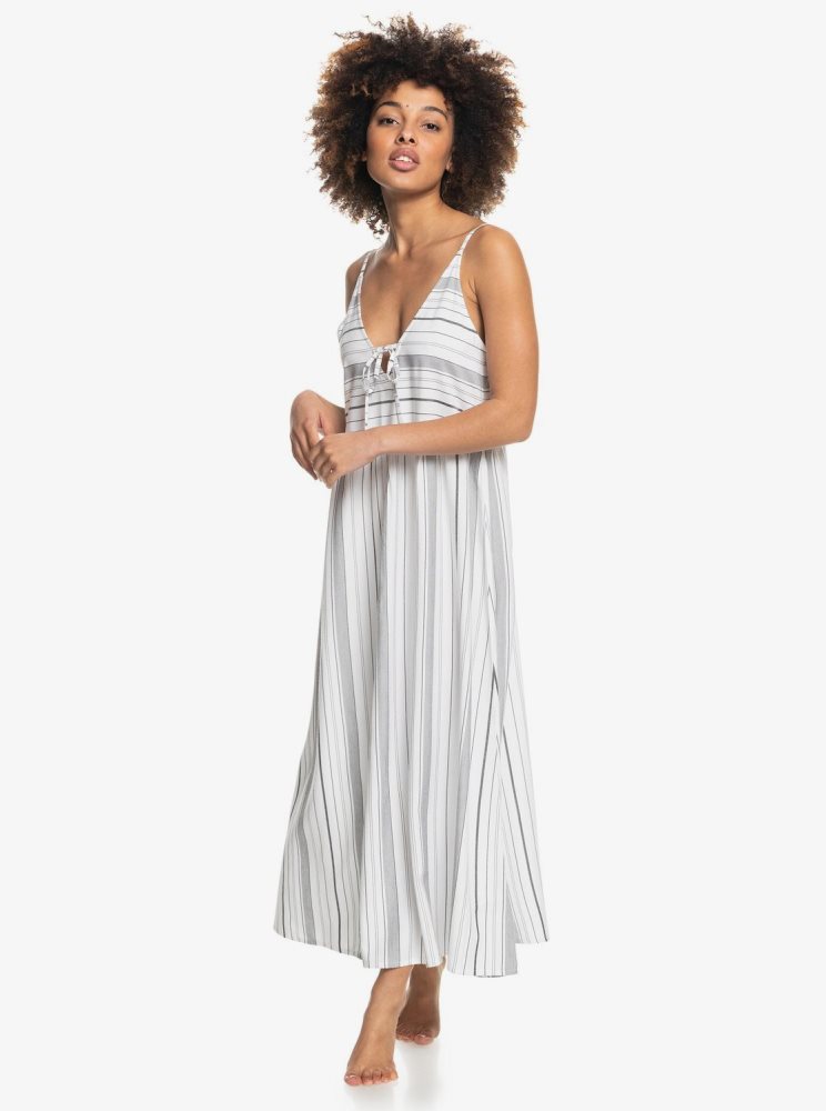 Peignoir Roxy Love To Go Long Beach Blanche Stripes Femme | BBI-75448017