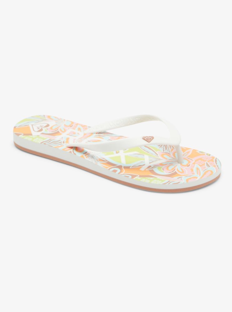 Tong Roxy Tahiti Blanche Orange Rose Femme | AMO-35314907