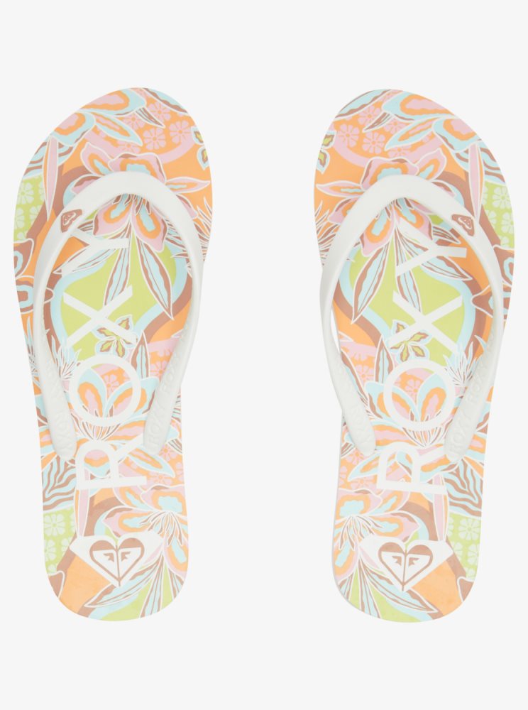 Tong Roxy Tahiti Blanche Orange Rose Femme | AMO-35314907