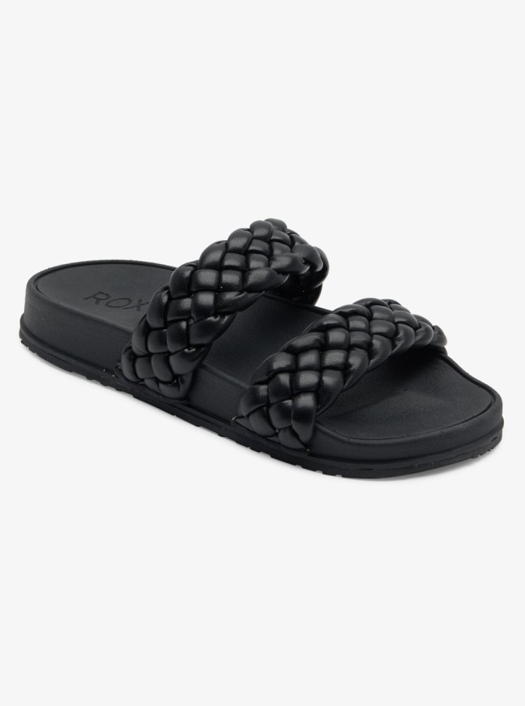 Sandales Roxy Slippy Braided D'eau-Friendly Noir Femme | QFO-43259324