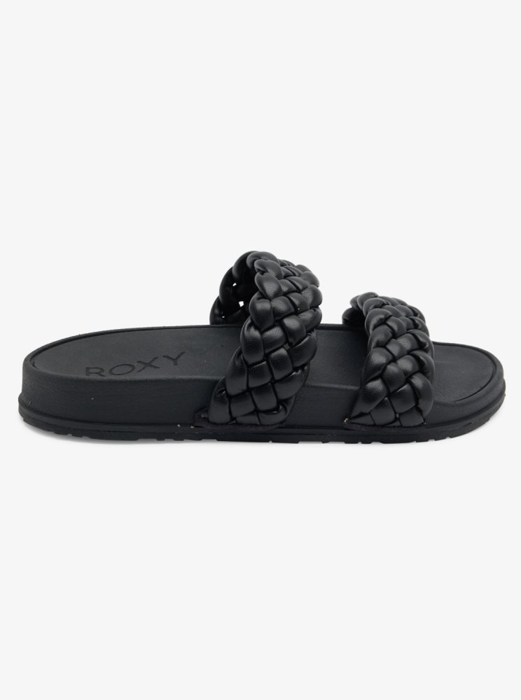 Sandales Roxy Slippy Braided D'eau-Friendly Noir Femme | QFO-43259324