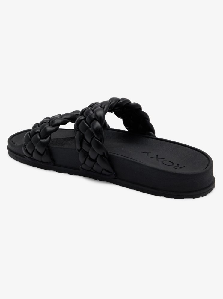 Sandales Roxy Slippy Braided D'eau-Friendly Noir Femme | QFO-43259324