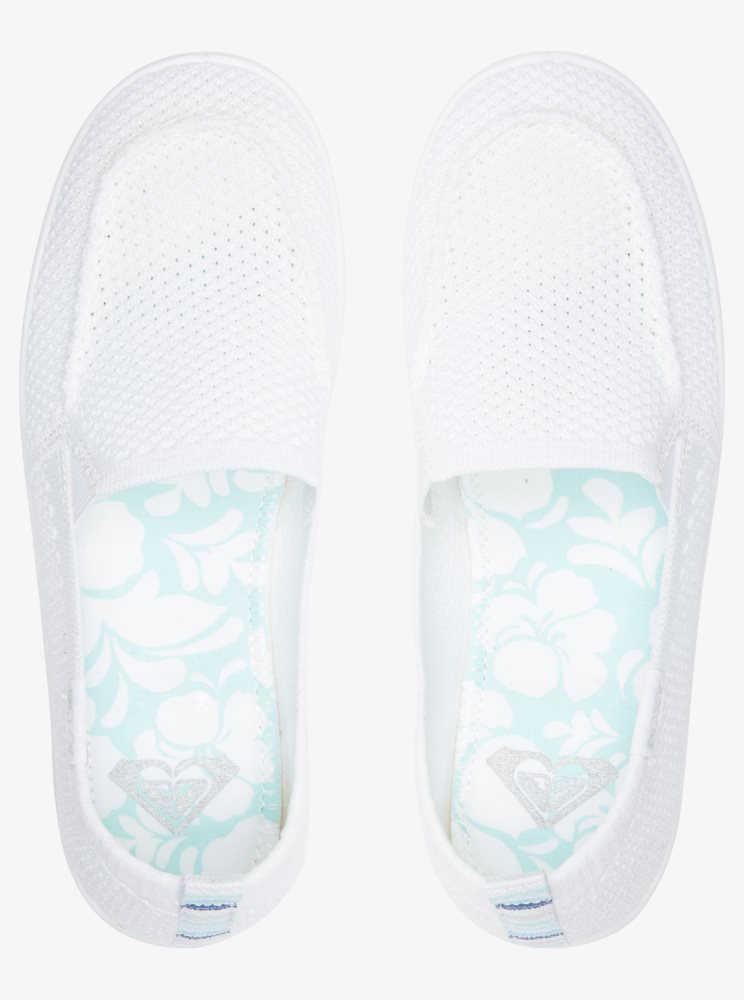 Slip On Roxy Minnow Knit Blanche Femme | UHK-08113015