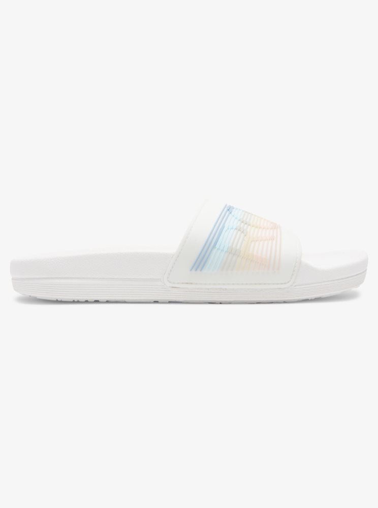 Sandales Roxy Slippy D'eau-Friendly Blanche Stripes Femme | HLK-67009758