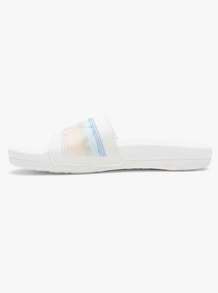 Sandales Roxy Slippy D'eau-Friendly Blanche Stripes Femme | HLK-67009758