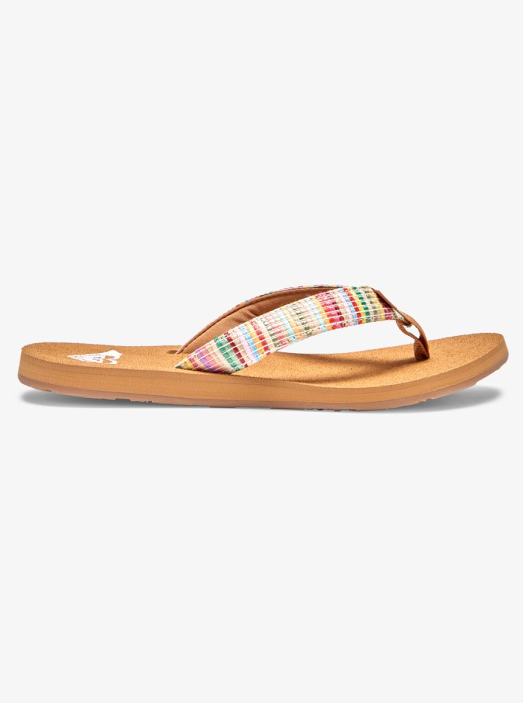 Tong Roxy Porto Raffia Multicolore Femme | ZCQ-34867357